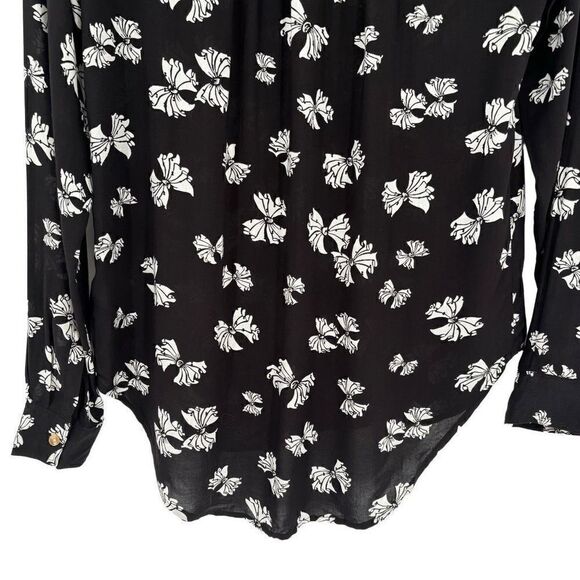 Anthropologie Maeve Emory Printed Buttondown Shirt Black/White Size 0 - Picture 9 of 12